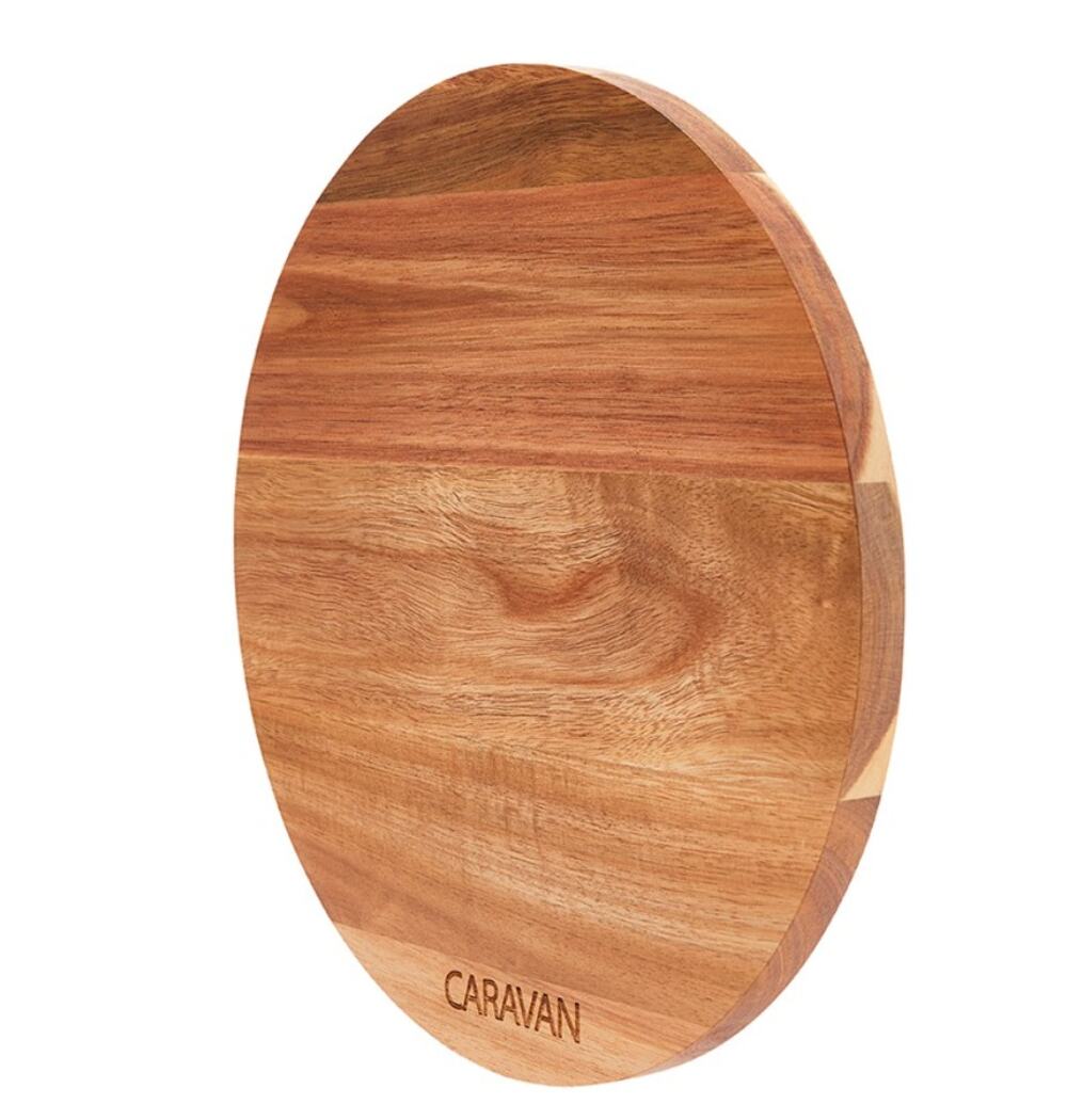 NIB Caravan Home Acacia Wood Lazy Susan Serving Tray Rotating Organizer 10.8"